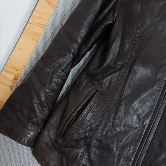 James & John ITALY Vintage Leather Jacket Womens Medium Euro4X Saddle Brown Boho - Picture 4 of 16